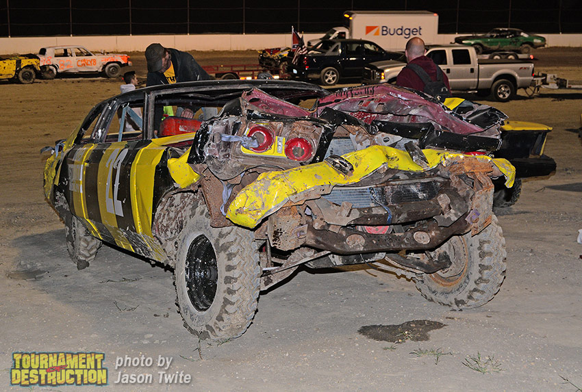smashed demolition car